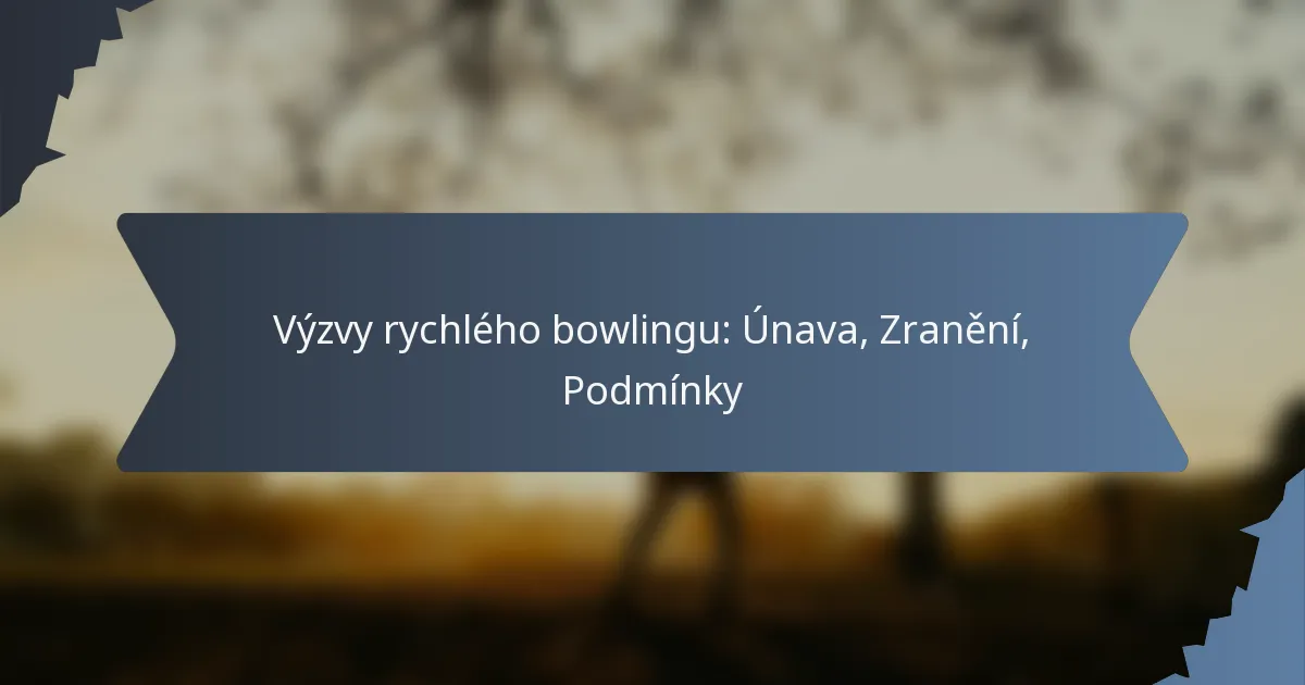 Výzvy rychlého bowlingu: Únava, Zranění, Podmínky